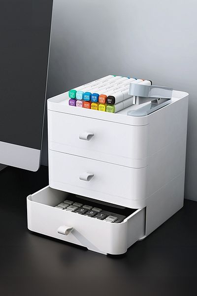Fesya Home Esta 3-Drawer White Makeup Organizer - 3-Tier, Multi-Purpose