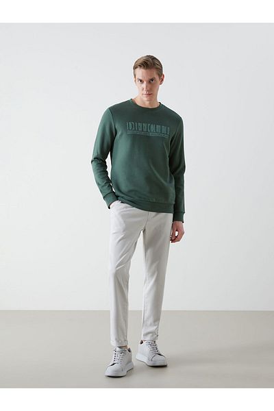 LC Waikiki Ανδρικό χοντρό φούτερ Crew Neck με μακρυμάνικο εμπριμέ - S5LR45Z8