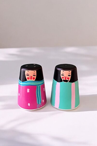 ARİENEL Seramik Tuzluk ve Biberlik | Monna ve Burçak | 2'li Set | Unique | Ic...