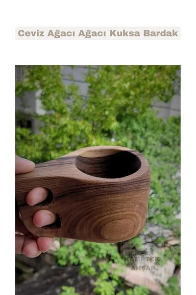 kamptek kamp teknolojisi Kamptek Natural Walnut Kuksa Glass - Single 1 Piece