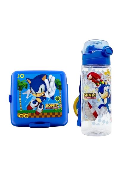 Sonic Licensed 500ml Water Bottle and Four Compartment Nutrition Bowl Set