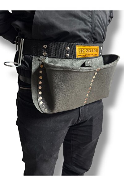 İKİZ DERİ ÜRÜNLERİ 2 BÖLMELİ HAKİKİ DERİ ÇİVİ ÖNLÜĞÜ GRİ