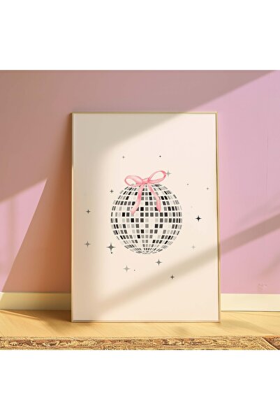DES VU PRINT Disco Ball Posteri, Çerçevesiz Pembe Temalı Disko Topu Posteri