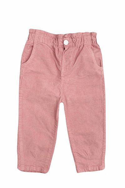 Divonette Elastic Waist Corduroy Baby Girl Trousers Pink