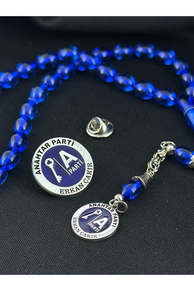 Kuyumcudan Anahtar Parti Gümüş yaka Rozeti ve Tesbih