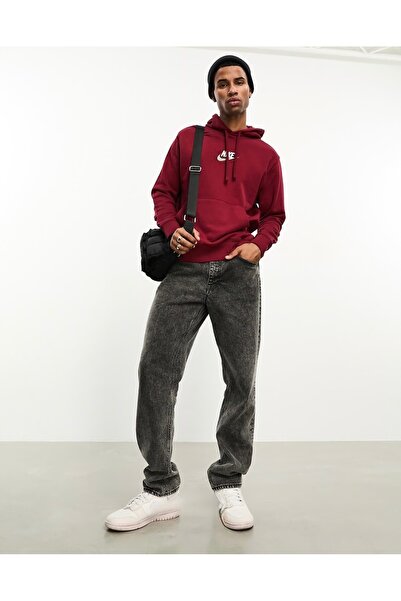 Nike Club+ Ft Pullover Hoodie Bordo Erkek Sweatshirt