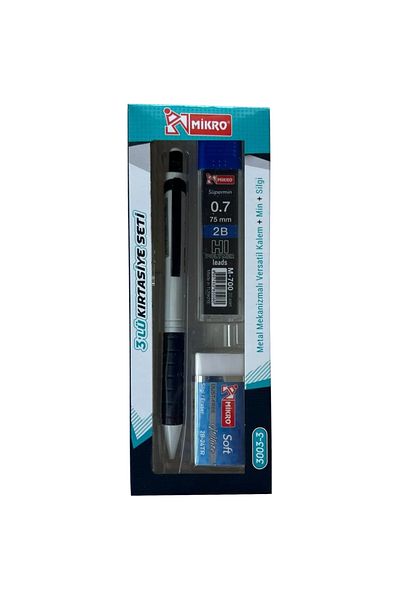 Mikro Eco Series 3-Piece Pen Set - Pen+Eraser+Nib - Mechanical Nib Versatil Pen 0.7 mm - 1 Set