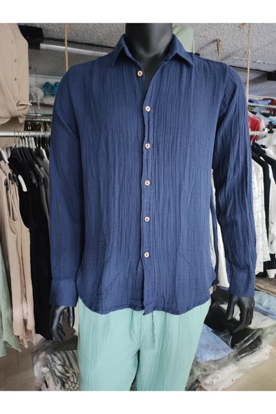 Sosyete Kaplumbağa Muslin Cotton Cuff Long Sleeve, Men's Shirt