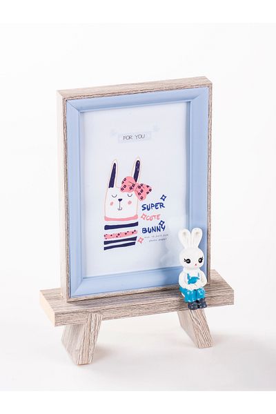 MUKKO HOME إطار صور خشبي لسطح المكتب مع شكل أرنب (15 سم)