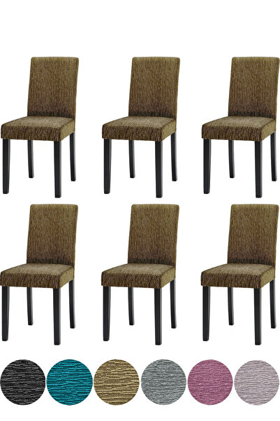 upmall Jakarli Sandalye Örtüsü Çubuk Desen Yüksek Esnekli Sandalye Kılıfı( 6 Adet)