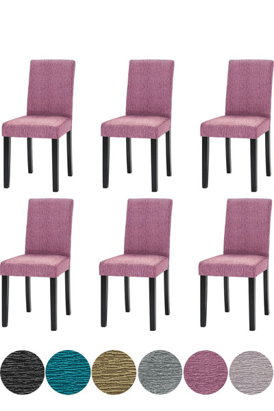 upmall غطاء كرسي جاكار بنمط عصا غطاء كرسي عالي المرونة (6 قطع)