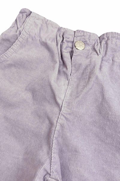 Divonette Elastic Waist Pocket Corduroy Baby Girl Trousers Lilac