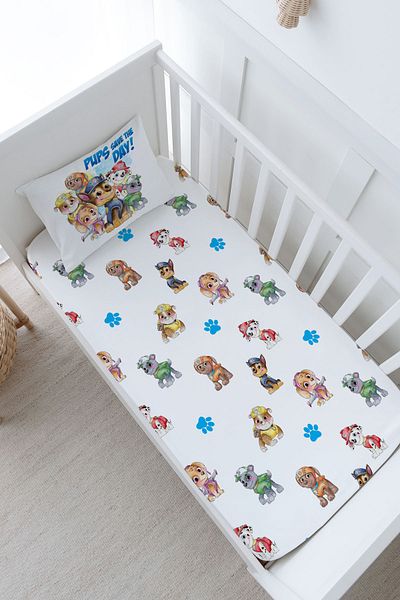 Tuğba Kuğu طقم ملاءات سرير أطفال من سلسلة الرسوم المتحركة Paw Patrol - حجم مطاطي