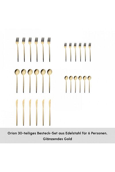 Karaca Orion Shiny Gold 12-Personen 60-Teiliges Besteckset