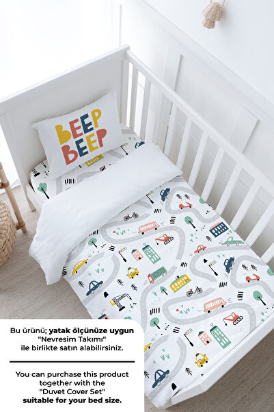 Tuğba Kuğu Bebek Boy Lastikli Çarşaf Seti - Iconic Serisi - Beep Beep