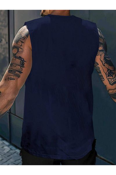 Cosmo Style Μην εγκαταλείπετε ποτέ το εμπριμέ μπλουζάκι με λαιμόκοψη χωρίς μανίκια - 4070788541412