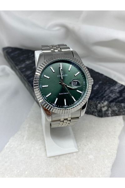 Coliseum Round Inside Green Silver Cord Men's Wrist Watch