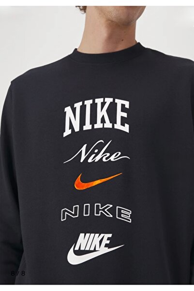 Nike Club Fleece Crew Stack Siyah Erkek Sweatshirt