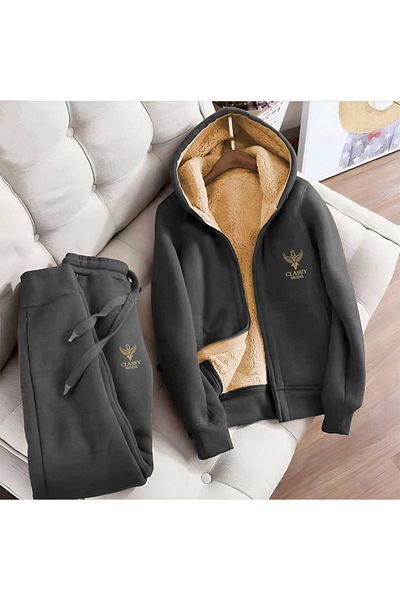 Classy 2-Piece Tracksuit Set - Nakiş Hooded Tracksuit Set - 3 Thread Raster Welsoft Sleeves Excluded