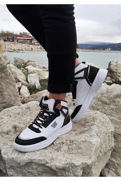 DUNLOP 2238 White-Black, Fuspeted Orthopedic High Top Basket Sneakers