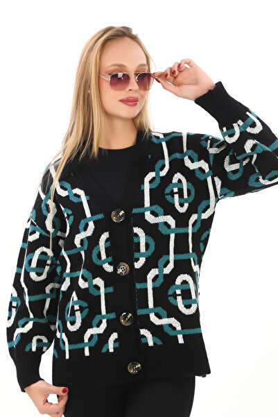 02Lady Fashion CARDIGAN DE TRICO DETALIAT TRICOTAT CU BUTONI DE DIMENSIUNE