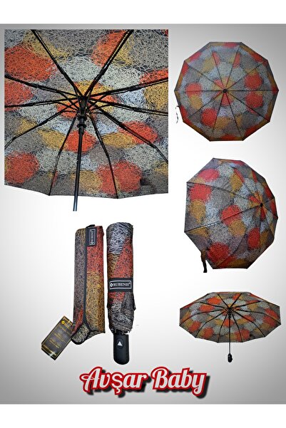 Rubenis 10 Telli 3 Kırmalı Otomatik Açılır Yağmur Şemsiyesi
