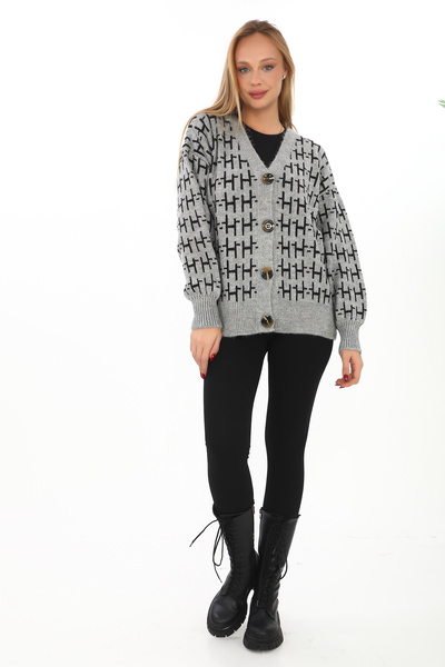 02Lady Fashion CARDIGAN OVERSIZE DIN TRICOT CU DETALII DIN TRICOT MOALE ȘI BUTOANE