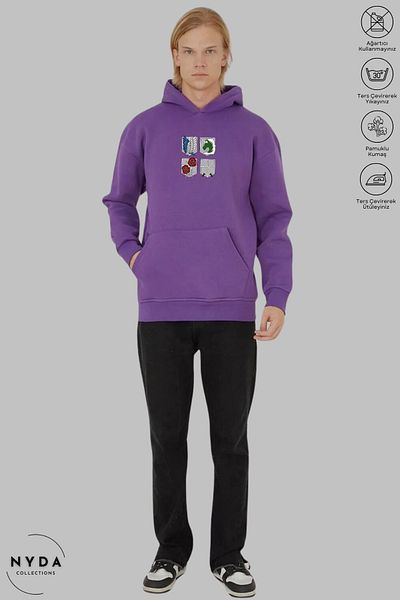 Nyda Collections Attack on Titan 4 Printed Unisex Hoodie με κουκούλα - Μακρυμάνικο, βαμβακερό φούτερ με κουκούλα