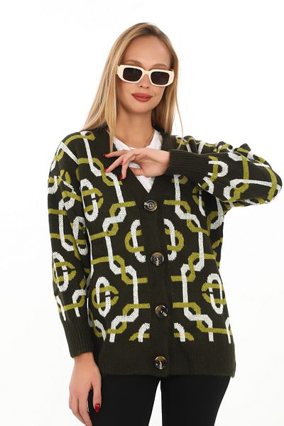02Lady Fashion CARDIGAN DE TRICO DETALIAT TRICOTAT CU BUTONI DE DIMENSIUNE