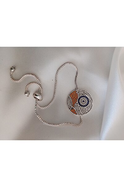 Pervin Ablacım Silver Orange Colorful Design Lift Bracelet