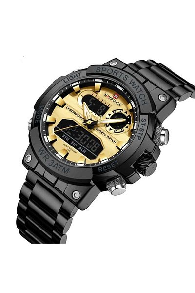 Naviforce Men's Watch Digital & Analog Steel Band 2138