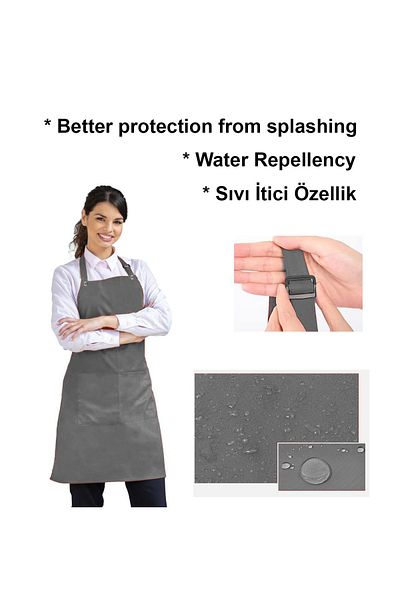 Lessa Home Unisex Duck Fabric Chef Apron - with Pockets Strap Cafe Cook Barista Kitchen Apron