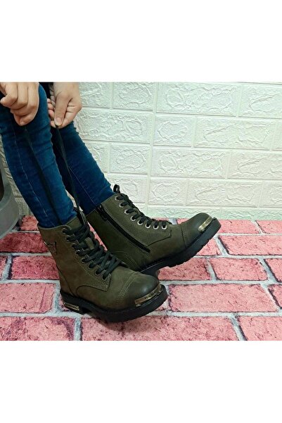 Hammer Jack Hammerjack 17600.f Haki Renk Hakiki Deri Fermuarlı Bağacaklı Erkek Çocuk Bot