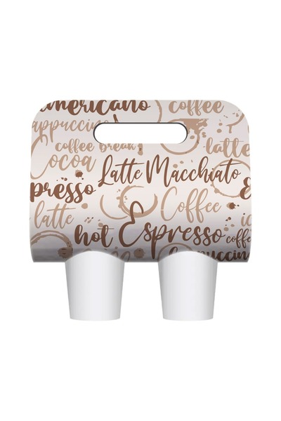 AYKUT OFSET 2'li Karton Bardak Taşıma Çantası,Bardak Taşıyıcı,Kahve Taşıyıcı,100'lü Paket