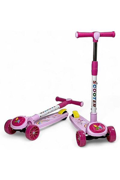 ALBADER Storm Skate Scooter, PVC 3 Wheel Kids Scooter with 4 Height Adjustable Handle Kick Scooter