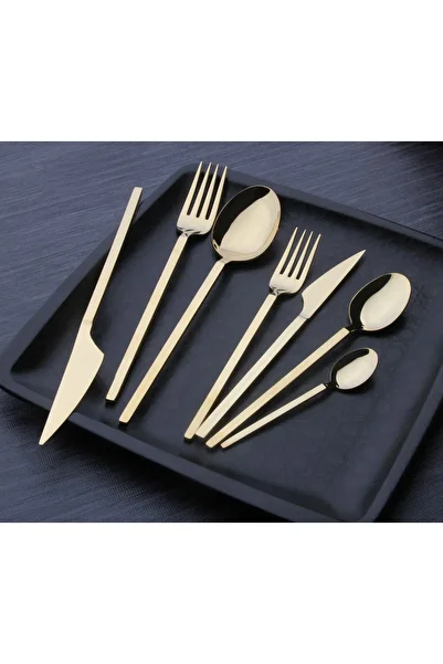 DMR LİFE Saphire Series 36 Piece 6-Person Cutlery Set (Gold)