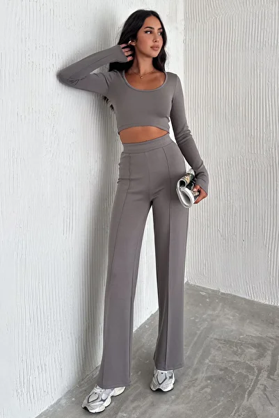02Lady Fashion Fabric Soft Texture Bottom Top Set