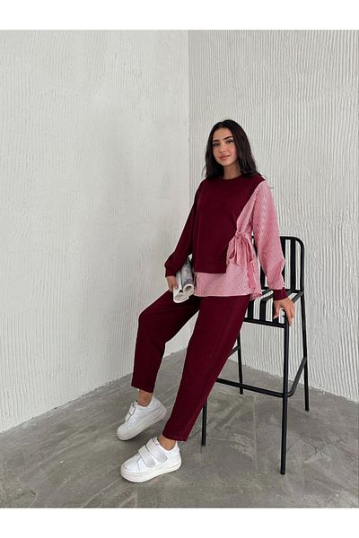 02Lady Fashion Oversize Modal Fabric Suit with Poplin Tied Line Detail