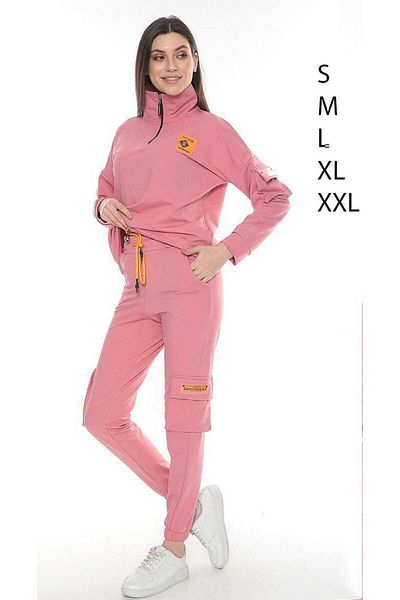 02Lady Fashion Set de trening pentru femei - jumătate de fermoar, buzunare Commando, două fire