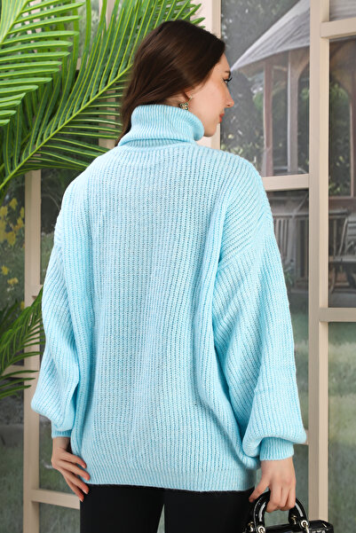 02Lady Fashion OVERSİZE BALIKÇI YAKA YUMUŞAK TRİKO KAZAK