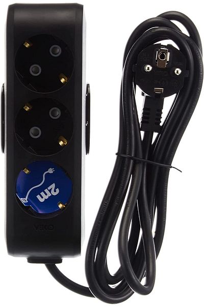 STOREMAX Svticaret Multi-Let Triple Socket Grounded Wired Child Proof 2 Mt Mhm 1053513