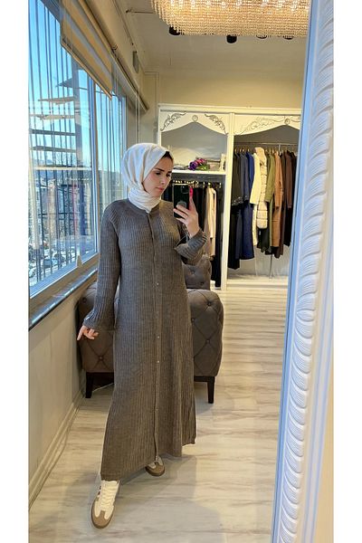 Invee 7073 Model Wool Blended Mink Cardigan