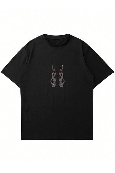 Mad&Calf Μπλουζάκι Unisex Flame Stone με στάμπα με λαιμόκοψη