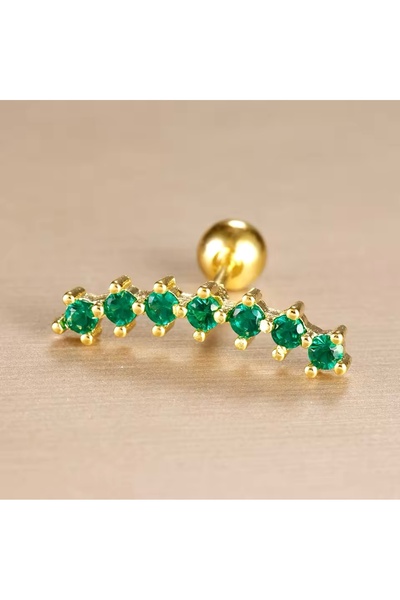 BY DİLEK ÇETİN ACCESSORY Çelik gold yeşil yedi taşlı Tragus piercing