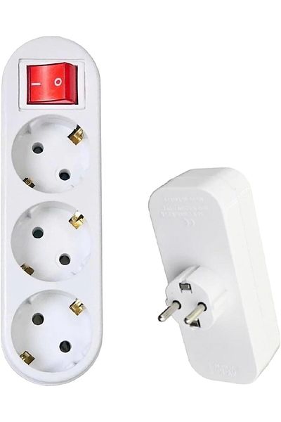 STOREMAX Network Golyat Switched Buttoned 3 Gang Socket Plug Socket Grounded Multiple Coupler Wireless