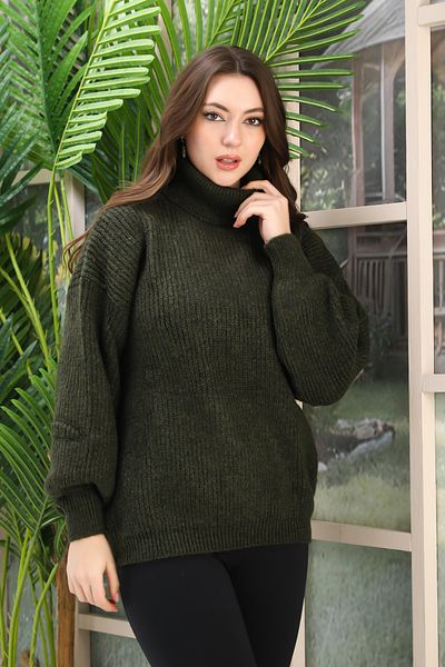 02Lady Fashion Oversize Fishing Neck Soft Knitting Sweater