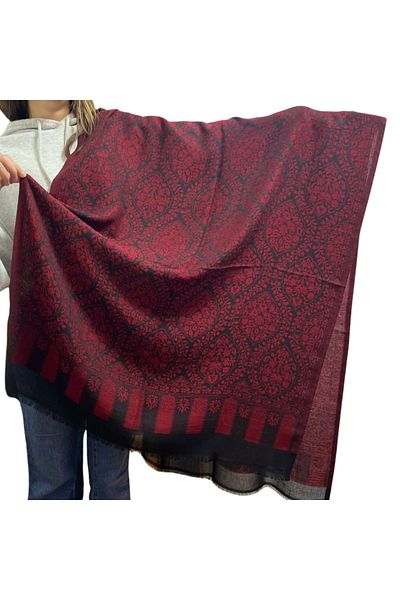 MODA 100% Cashmere Shawl Ethnic Pattern Red