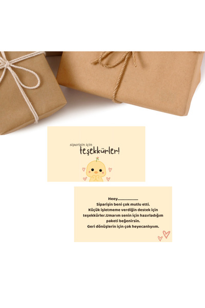 Sumicorn Design Ördek Desenli Çift Taraflı Teşekkür Kartı,Thank You Card,Hedi...