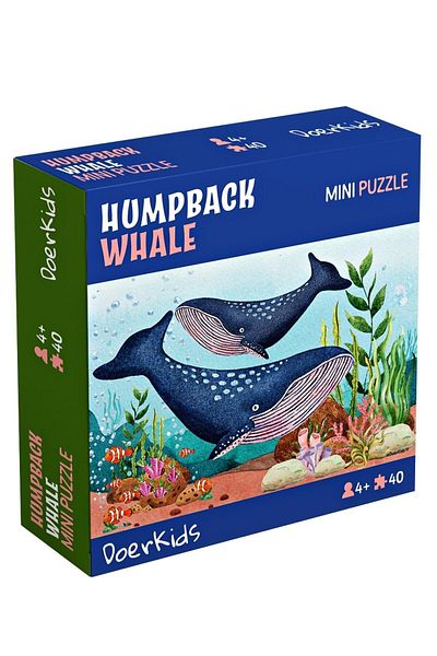 DoerKids Mini Puzzle 40 Pieces Colorful Doer Kids Humpbacked Whales