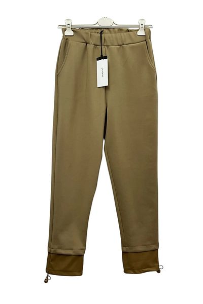 Puane Pantaloni de damă, cu detaliu din piele, din țesătură de scuba, cu talie elastică 18139
